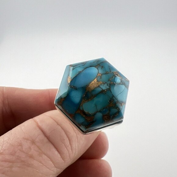 JAY KING Ring Turquoise w/ Copper Matrix 925 Sterling Silver Domed Sz 9 DTR Blue - Picture 5 of 10